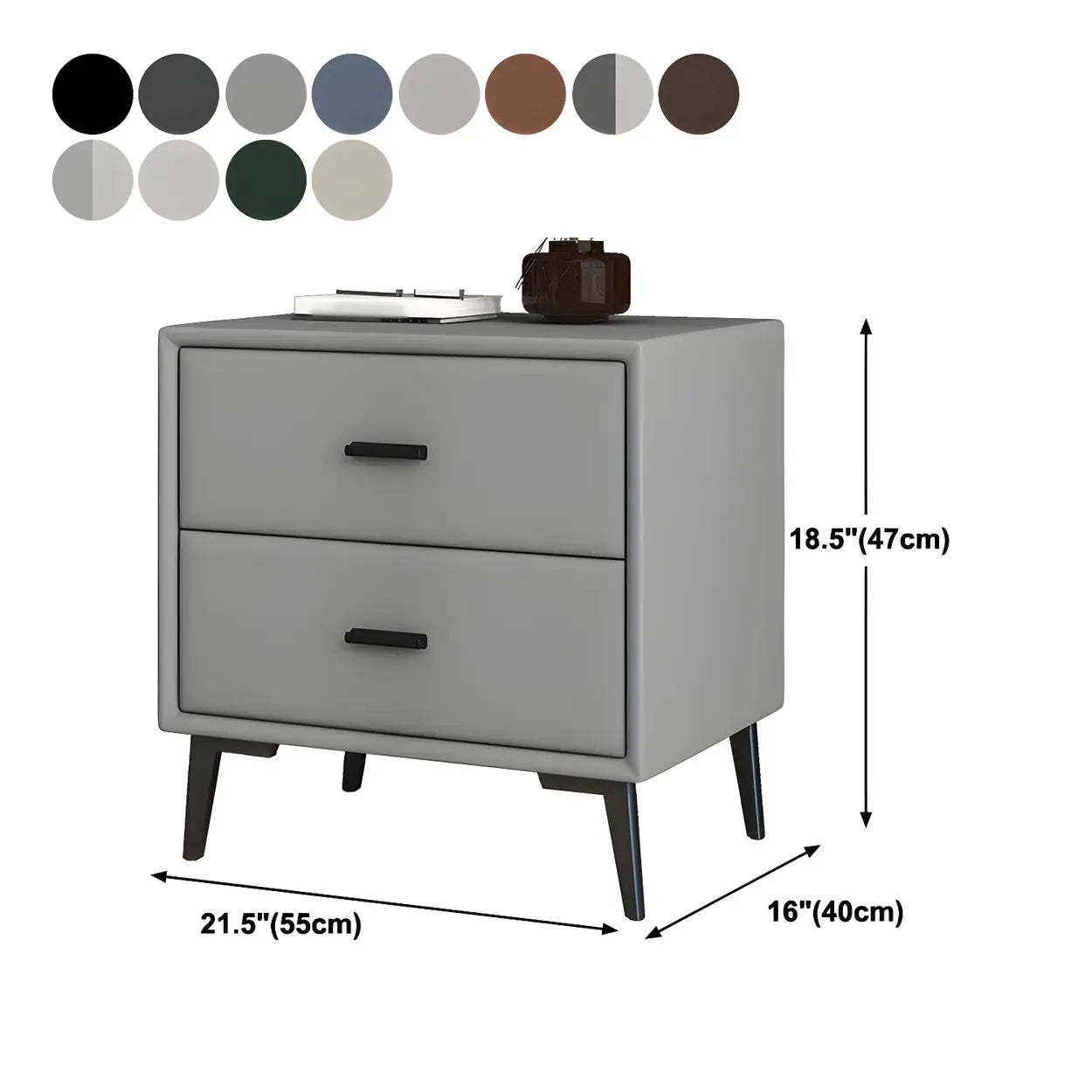 Modern Rectangular Gray Wood Nightstand with Drawer — Beige