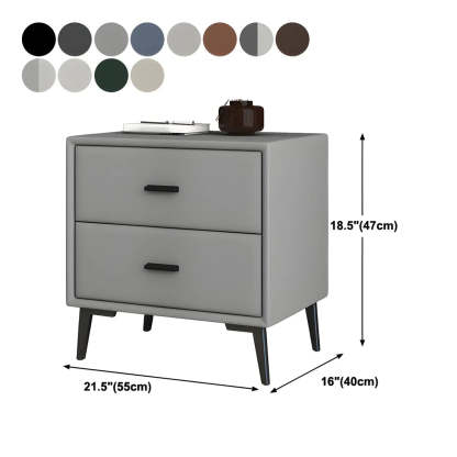 Modern Rectangular Gray Wood Nightstand with Drawer — Beige