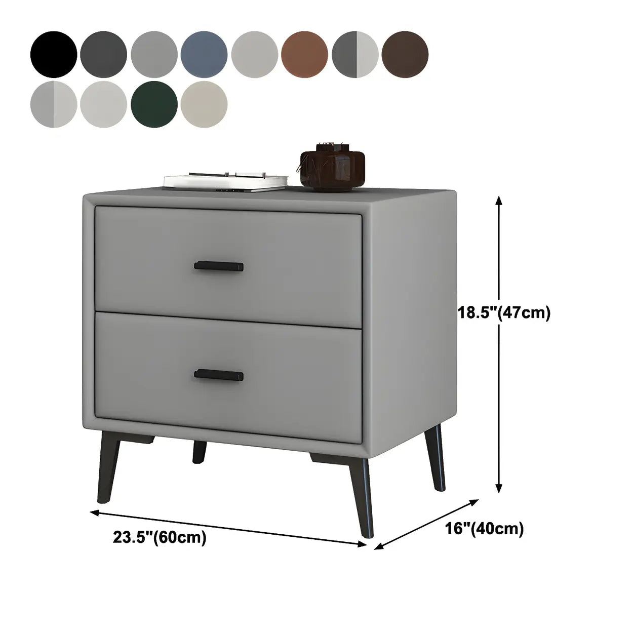 Modern Rectangular Gray Wood Nightstand with Drawer — Light Brown