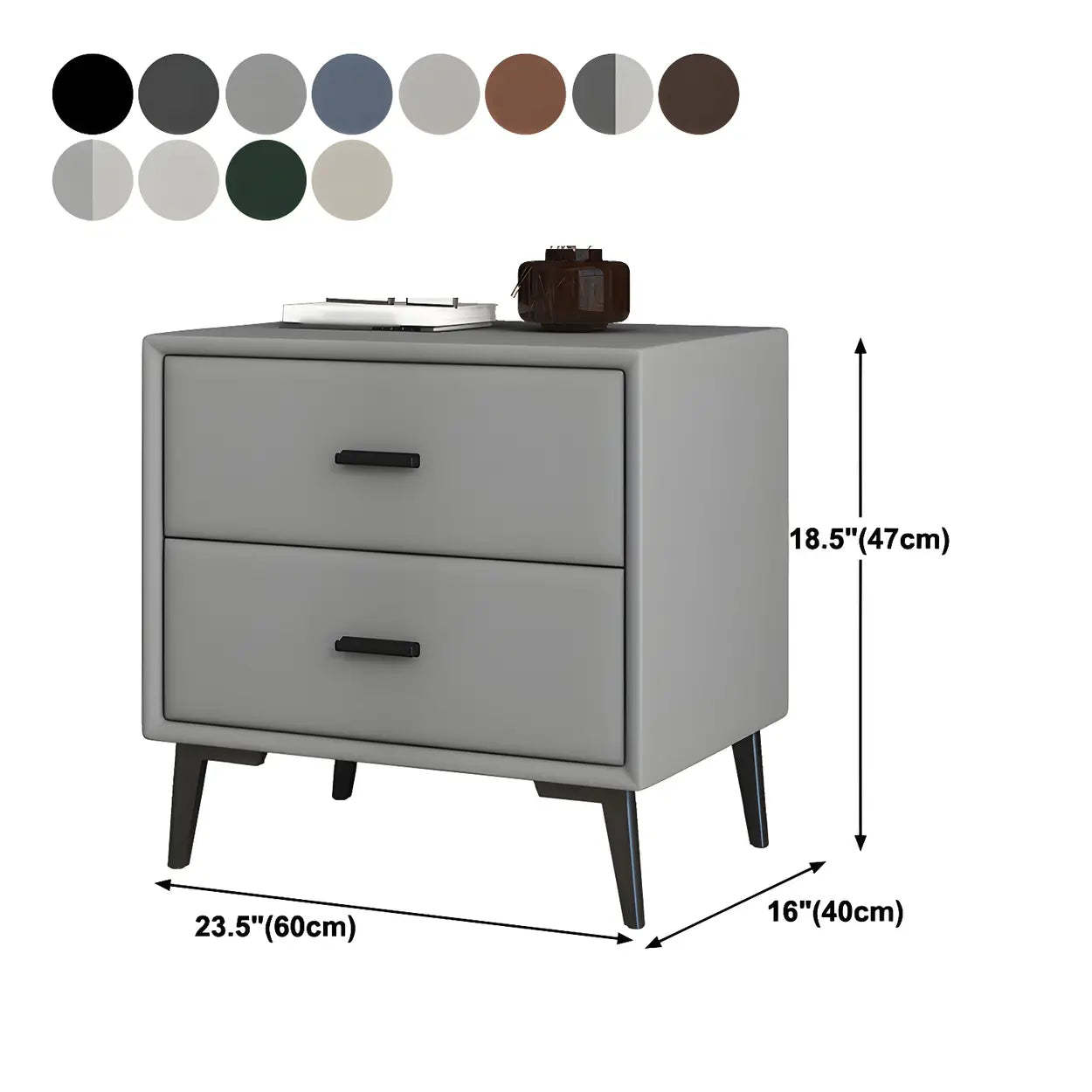 Modern Rectangular Gray Wood Nightstand with Drawer — Light Brown