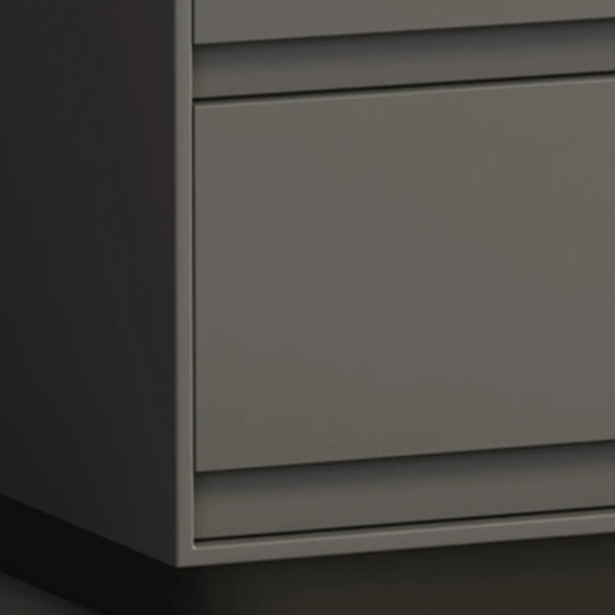 Modern Rectangular Gray Wood Nightstand with Drawers — Dark Coffee