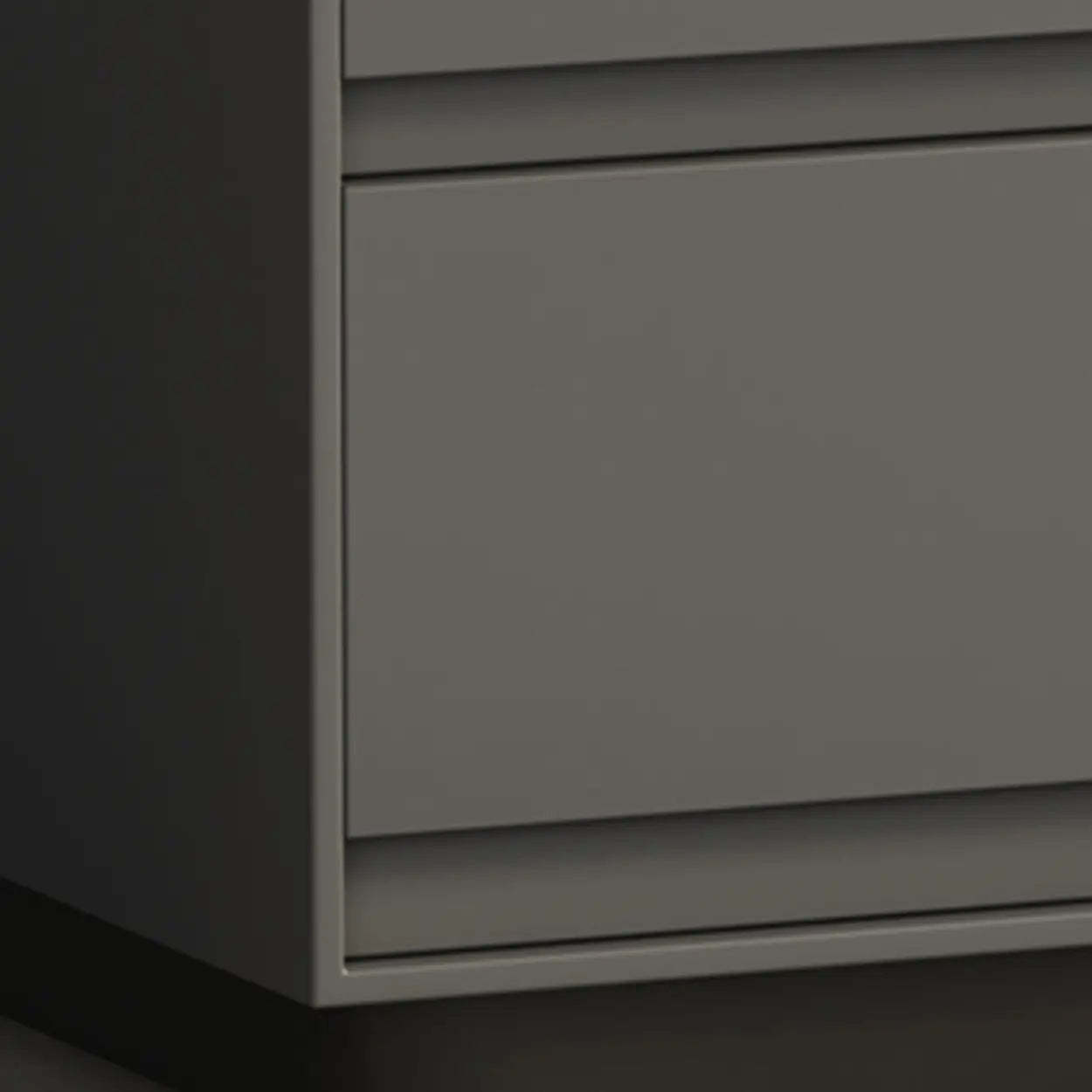 Modern Rectangular Gray Wood Nightstand with Drawers — Dark Coffee