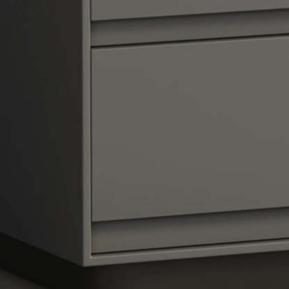 Modern Rectangular Gray Wood Nightstand with Drawers — Dark Coffee