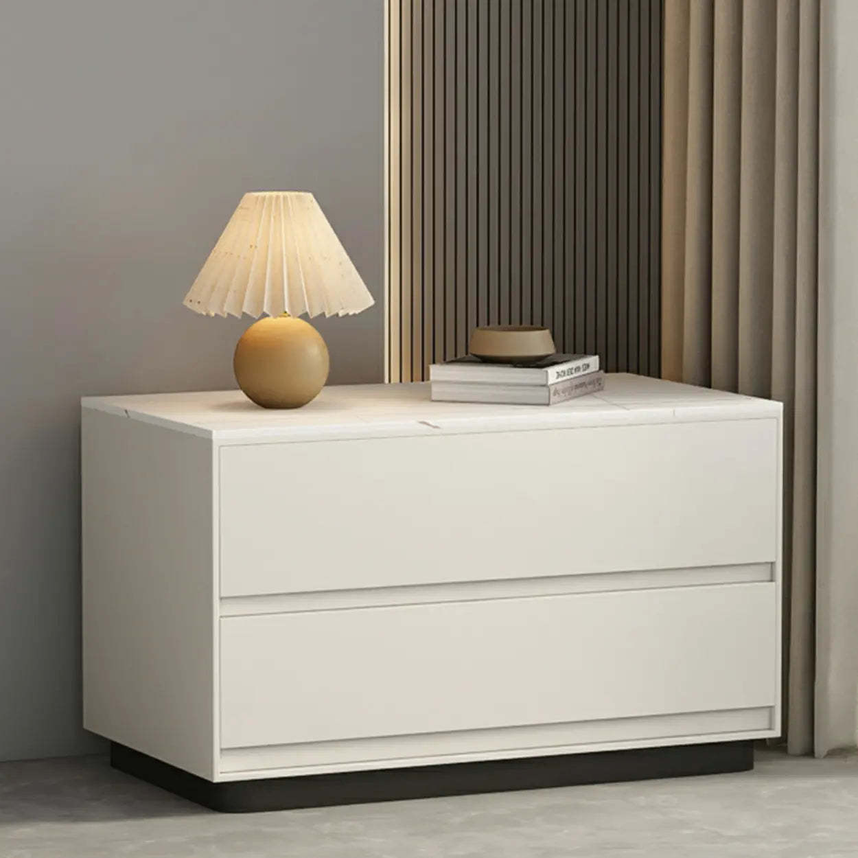 Modern drawers rectangular gray wood nightstands — 24" L x 16" W x 19" H / White