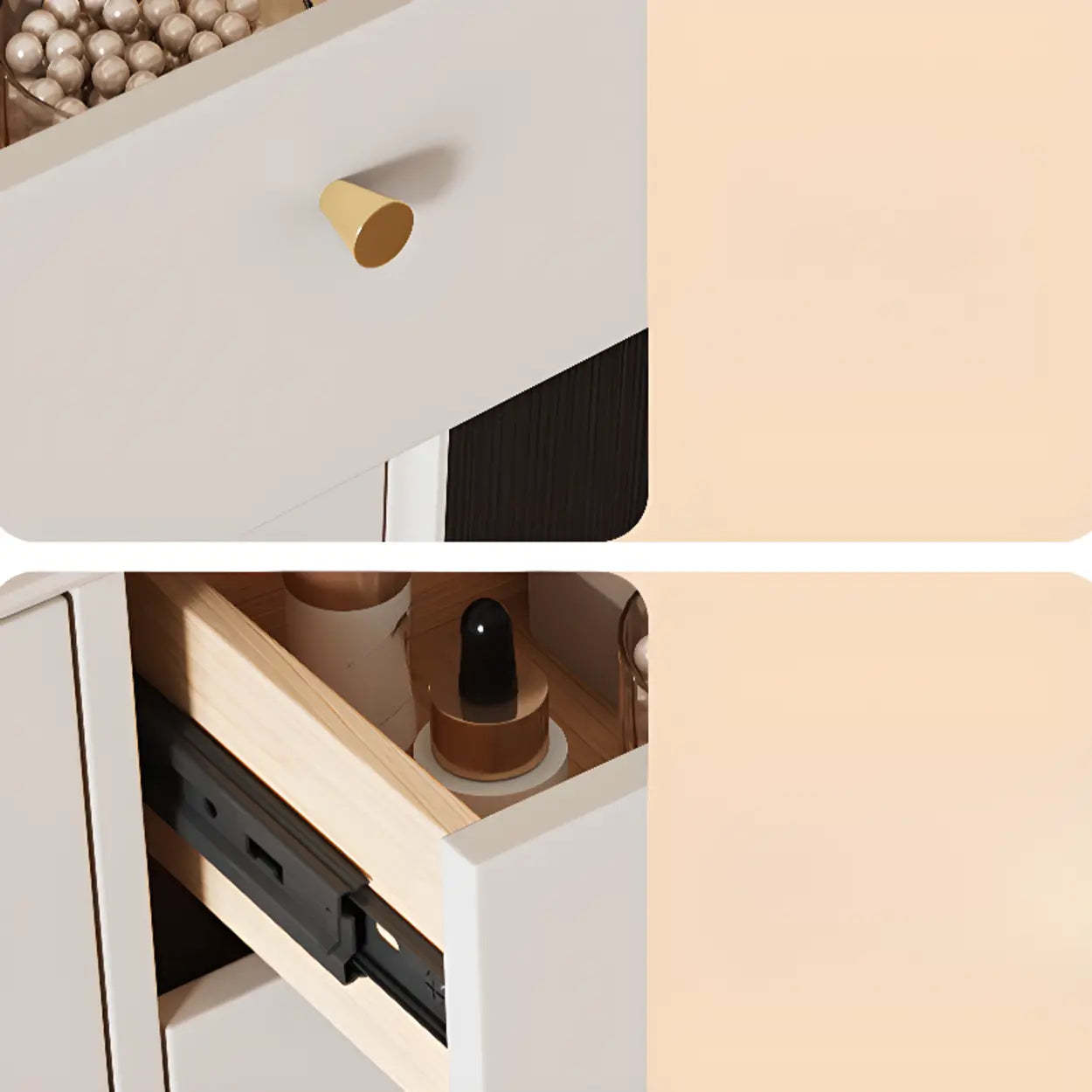 Modern Cream Wood Hallway Shoe Cabinet — Cabinet Included