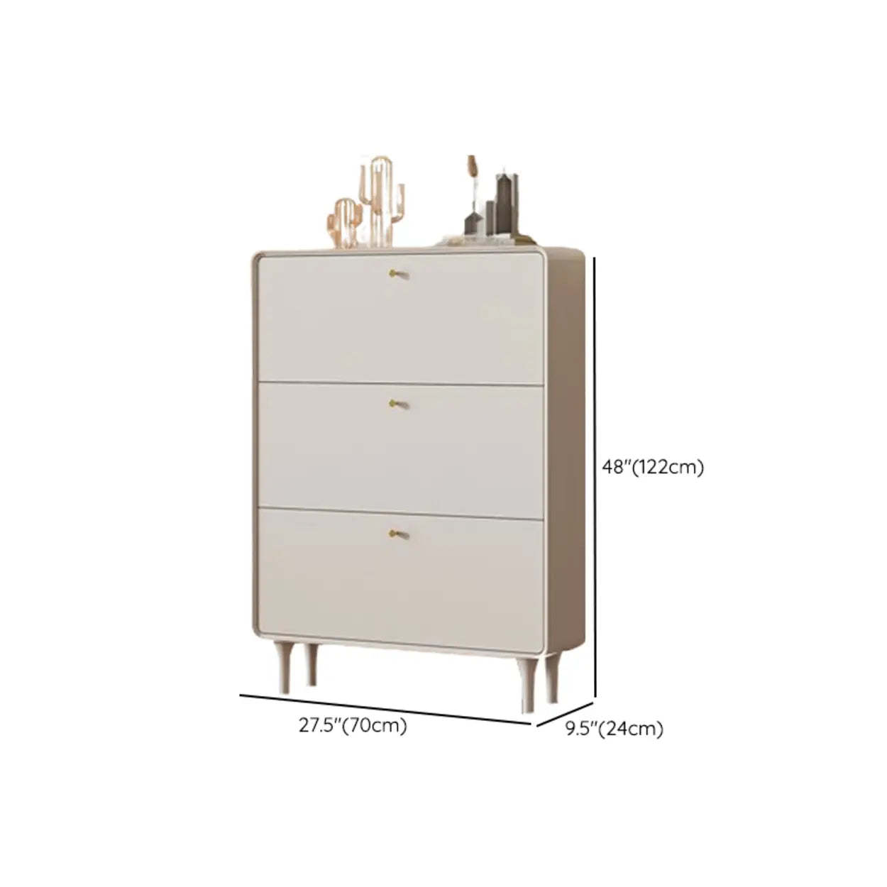 Modern Cream Wood Hallway Shoe Cabinet