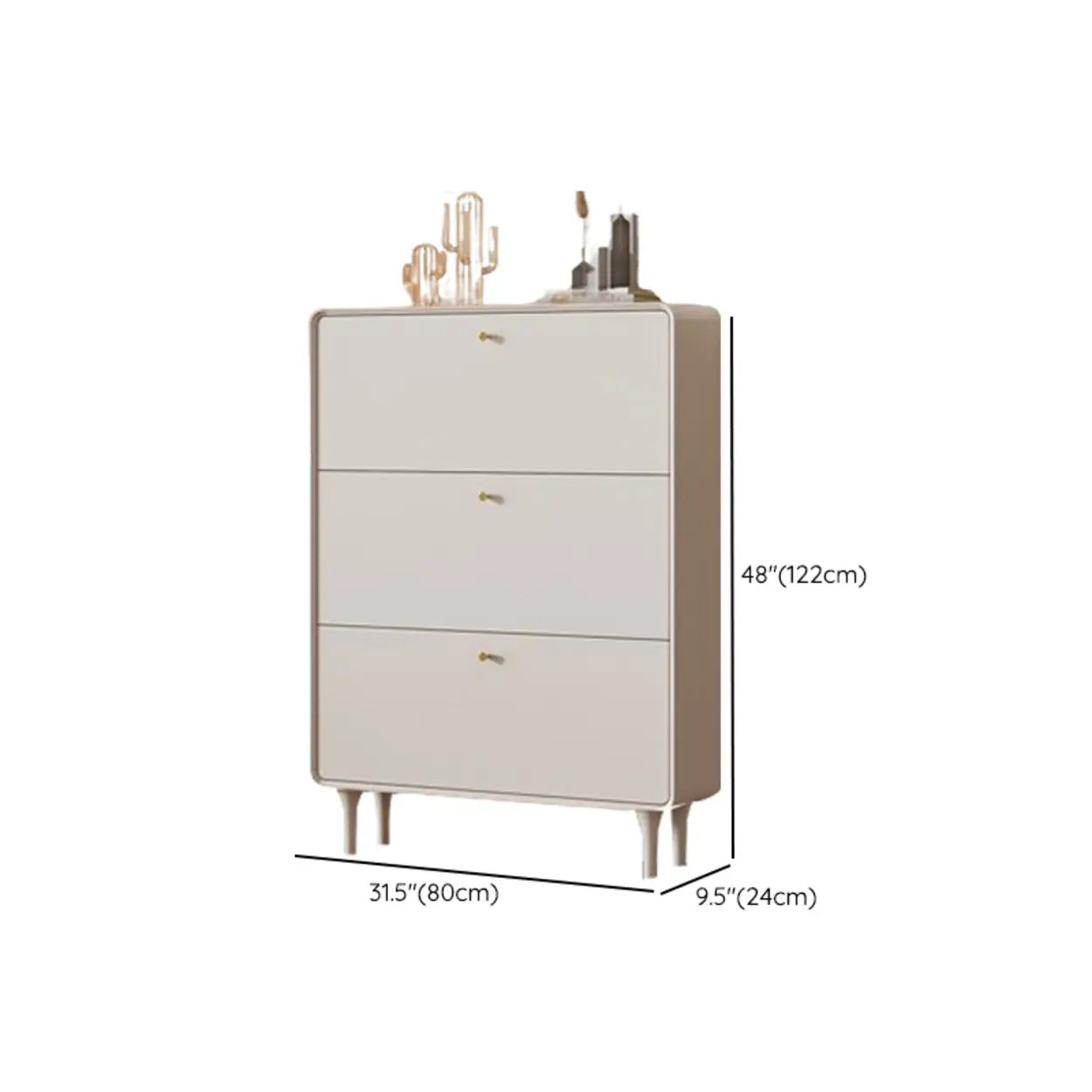 Modern Cream Wood Hallway Shoe Cabinet