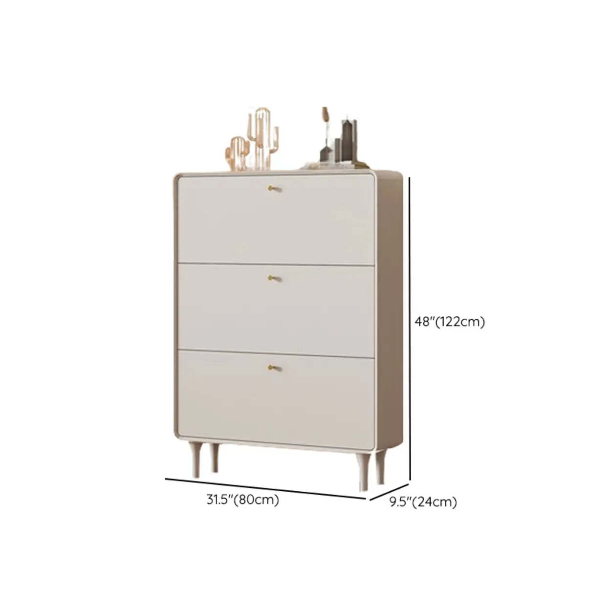 Modern Cream Wood Hallway Shoe Cabinet