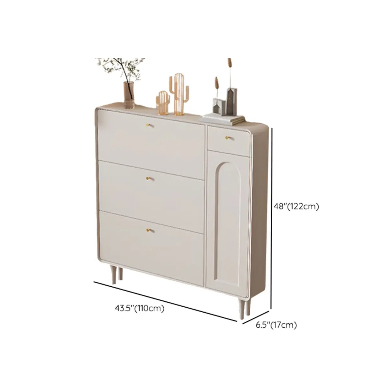 Modern Cream Wood Hallway Shoe Cabinet
