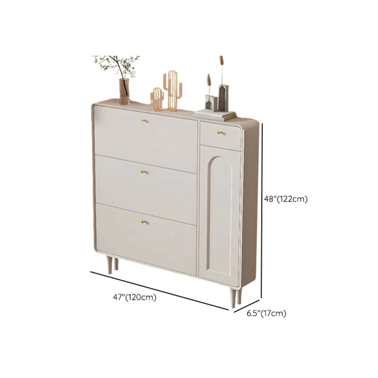Modern Cream Wood Hallway Shoe Cabinet