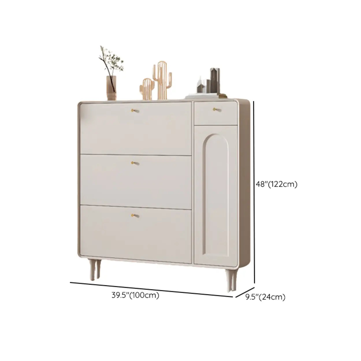 Modern Cream Wood Hallway Shoe Cabinet