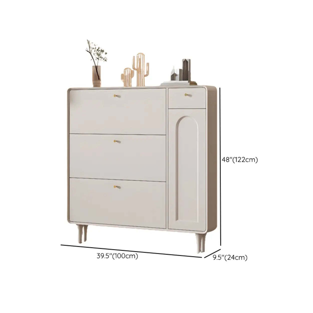 Modern Cream Wood Hallway Shoe Cabinet