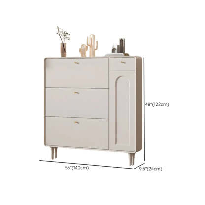 Modern Cream Wood Hallway Shoe Cabinet