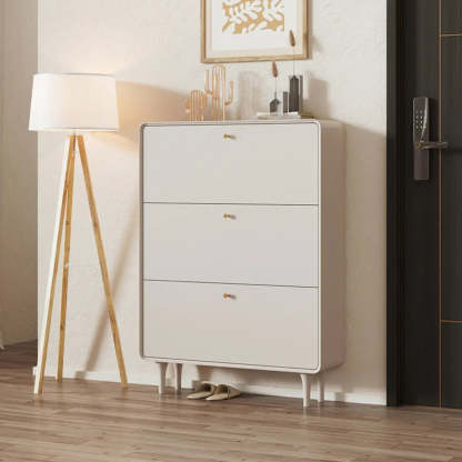 Modern Cream Wood Hallway Shoe Cabinet — Cabinet Included