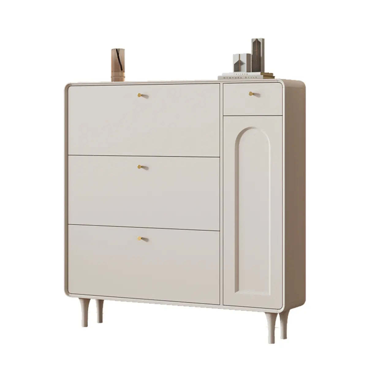 Modern Cream Wood Hallway Shoe Cabinet — Cabinet Not Included