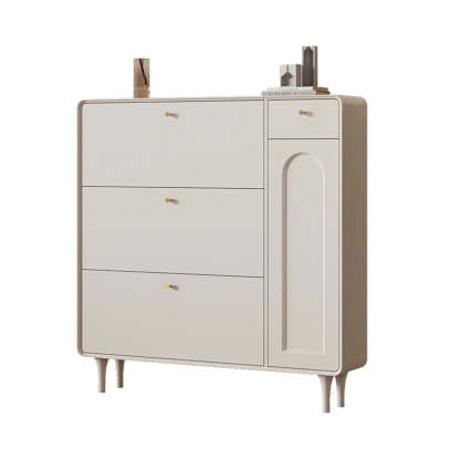 Modern Cream Wood Hallway Shoe Cabinet — Cabinet Not Included