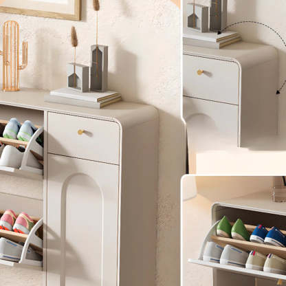Modern Cream Wood Hallway Shoe Cabinet — Cabinet Not Included