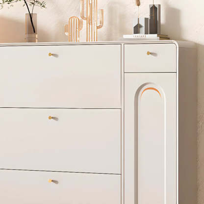 Modern Cream Wood Hallway Shoe Cabinet — Cabinet Included