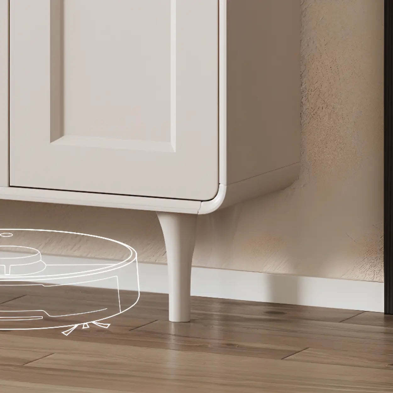 Modern Cream Wood Hallway Shoe Cabinet — Cabinet Not Included
