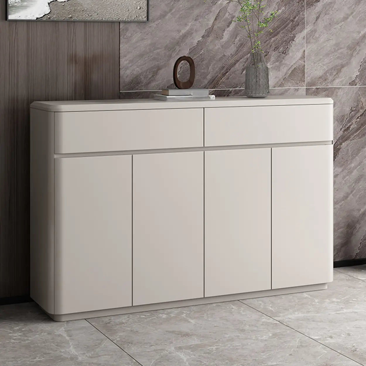 Modern Rectangular Gray Wood Hallway Large Shoe Cabinet