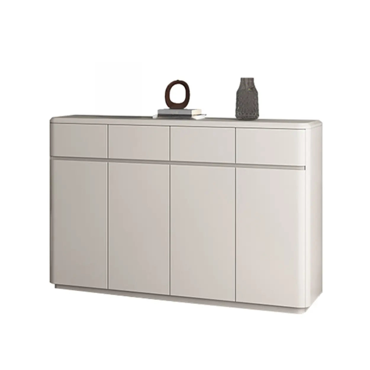 Modern Rectangular Gray Wood Hallway Large Shoe Cabinet