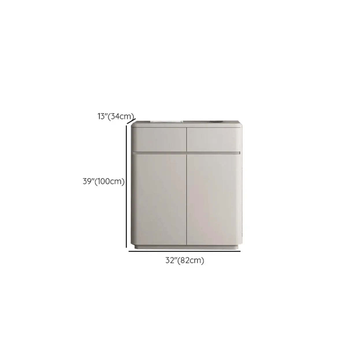 Modern Rectangular Gray Wood Hallway Large Shoe Cabinet