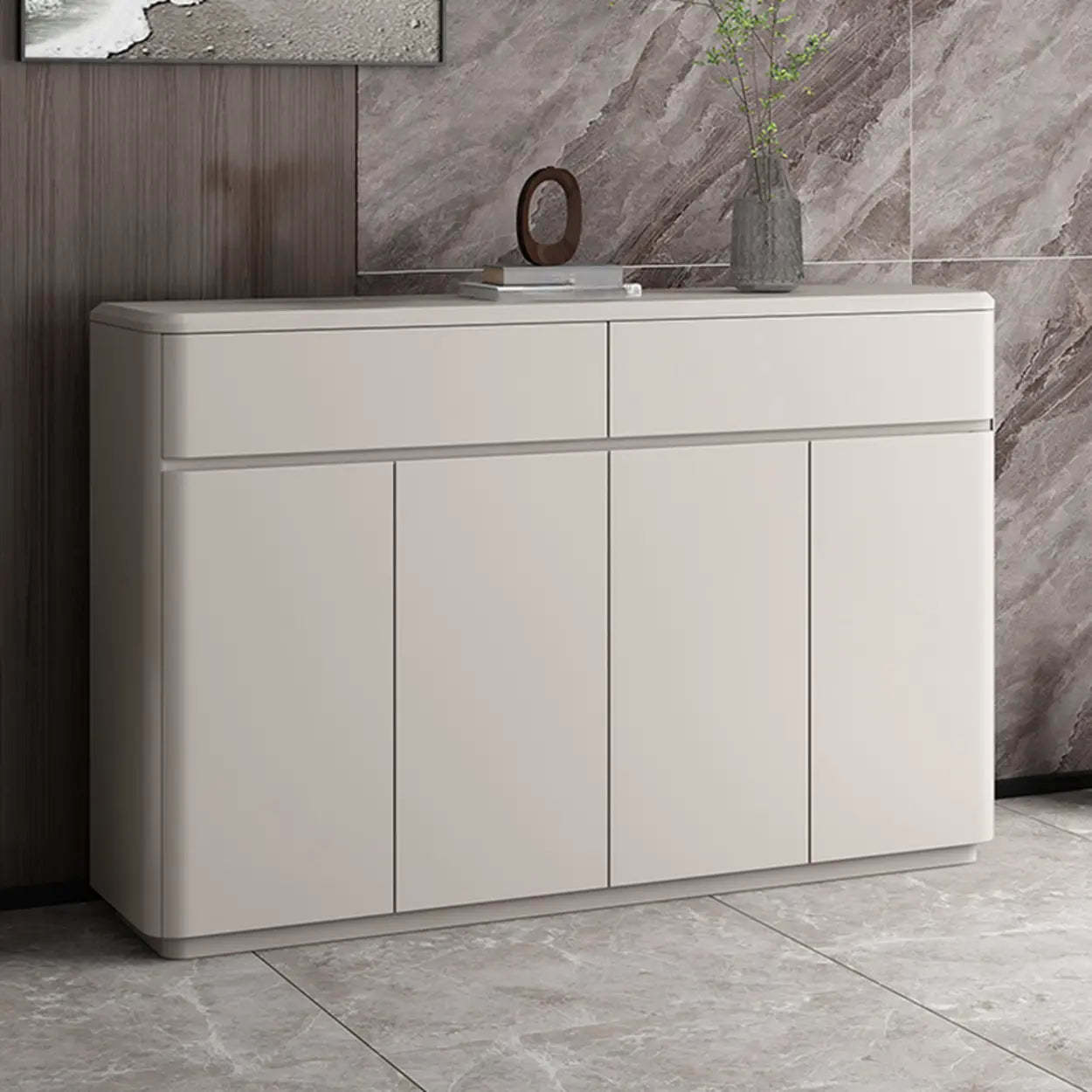 Modern Rectangular Gray Wood Hallway Large Shoe Cabinet