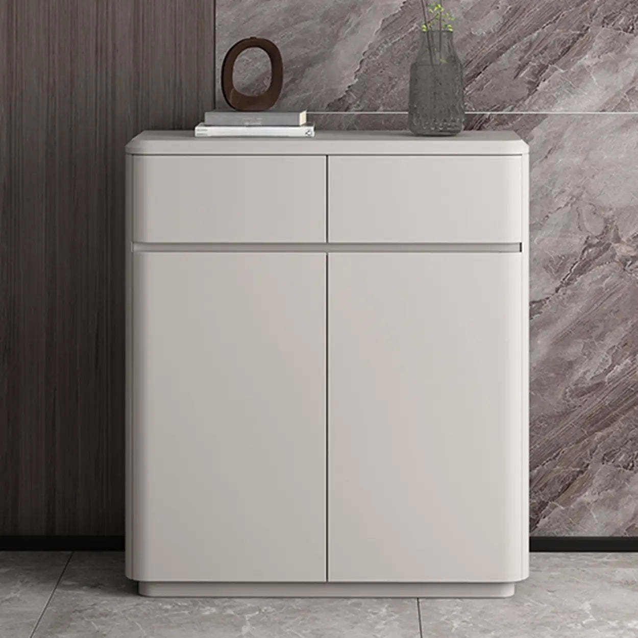 Modern Rectangular Gray Wood Hallway Large Shoe Cabinet