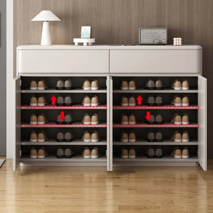 Modern Rectangular Gray Wood Hallway Large Shoe Cabinet