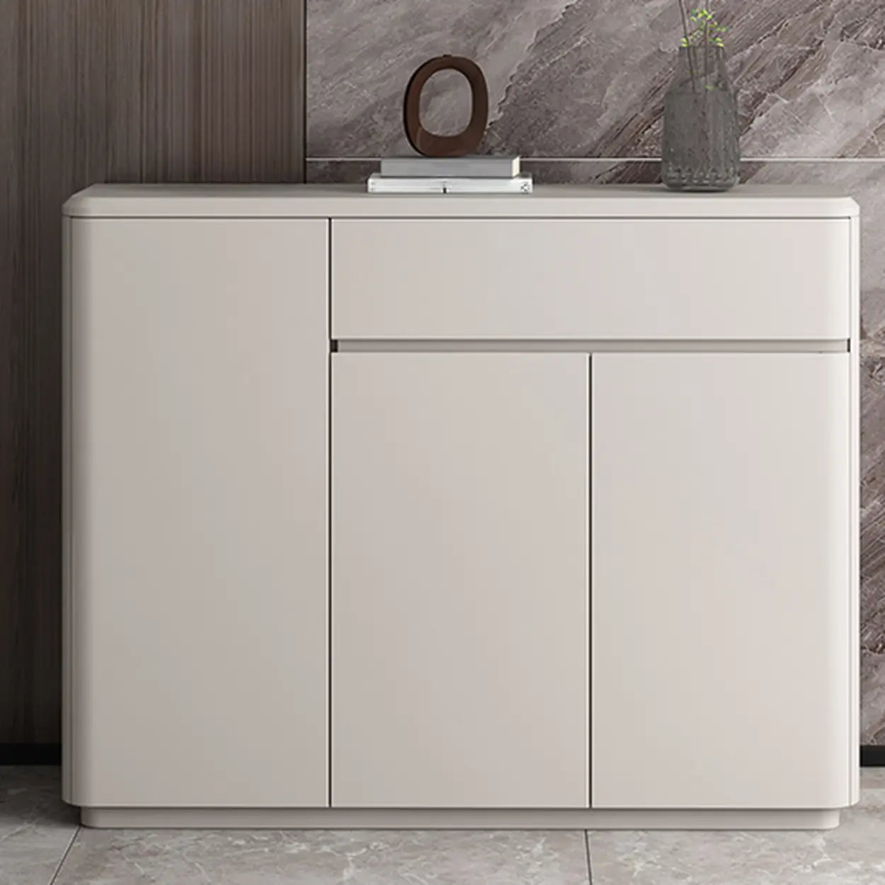 Modern Rectangular Gray Wood Hallway Large Shoe Cabinet