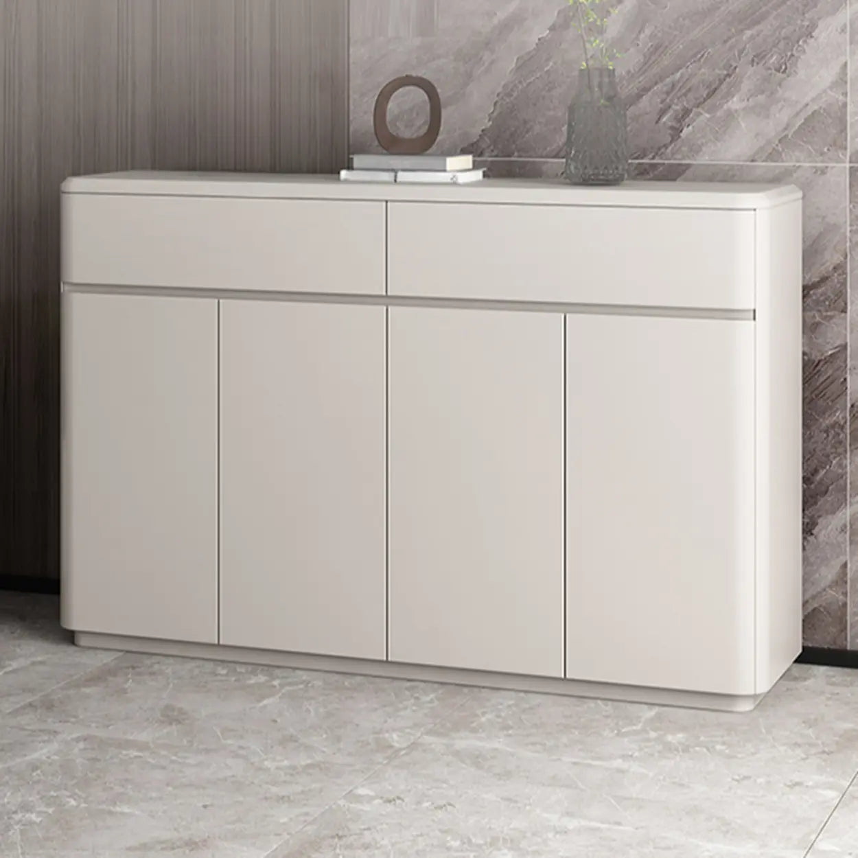 Modern Rectangular Gray Wood Hallway Large Shoe Cabinet