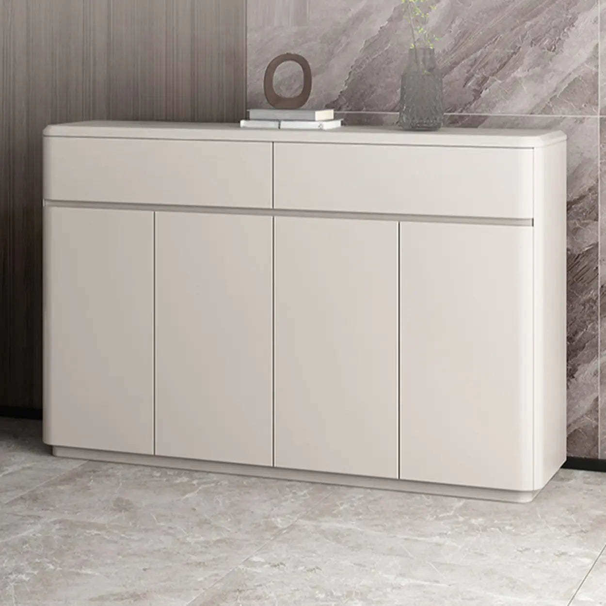 Modern Rectangular Gray Wood Hallway Large Shoe Cabinet