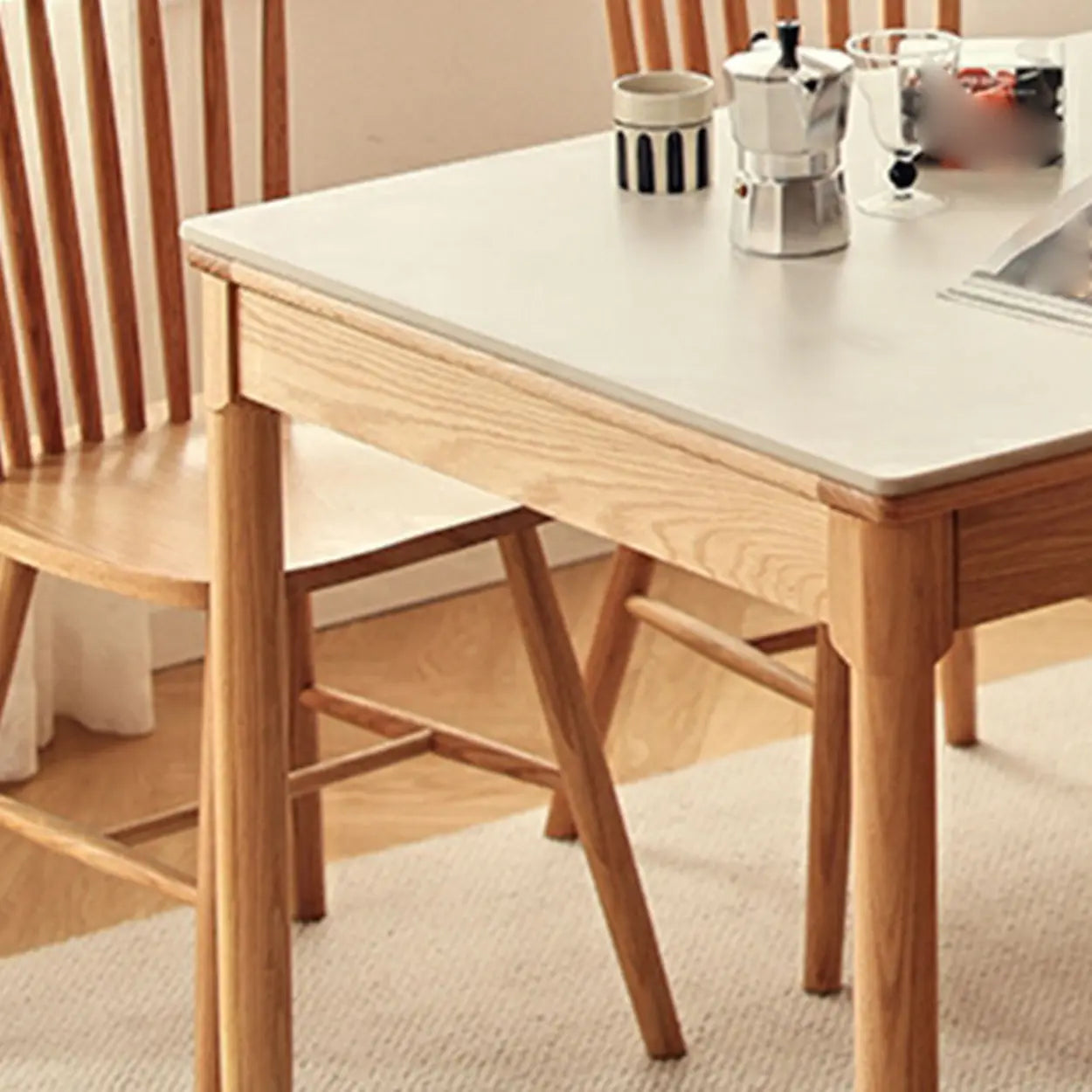 Modern White Wood Kitchen Extendable Dining Table