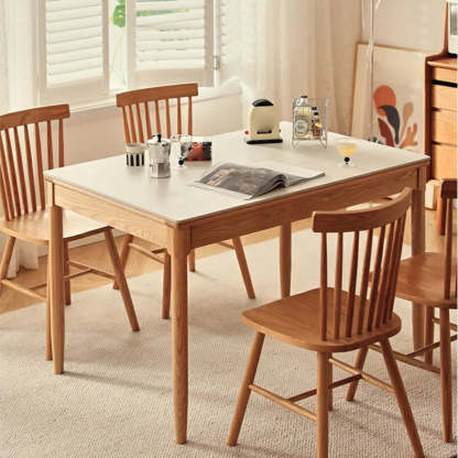 Modern White Wood Kitchen Extendable Dining Table — Black / Table Only