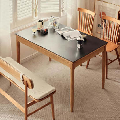 Modern White Wood Kitchen Extendable Dining Table — Black / Table Only