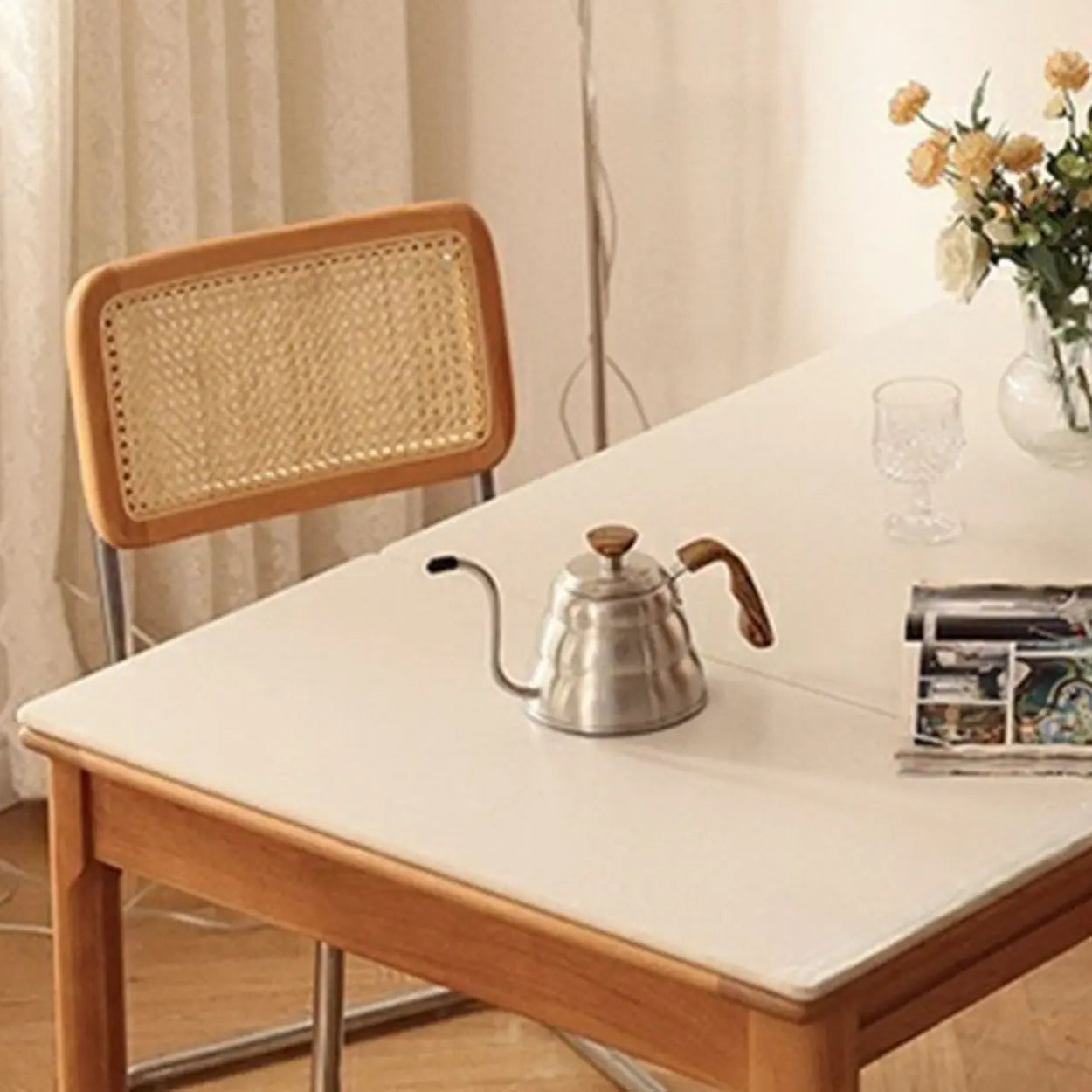 Modern White Wood Kitchen Extendable Dining Table — White / Table Only