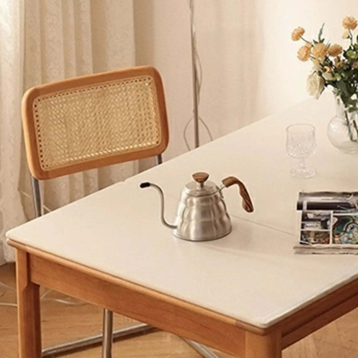 Modern White Wood Kitchen Extendable Dining Table — White / Table Only