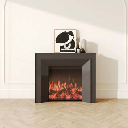 Modern Rectangular Black Wood LED TV Stand — Black