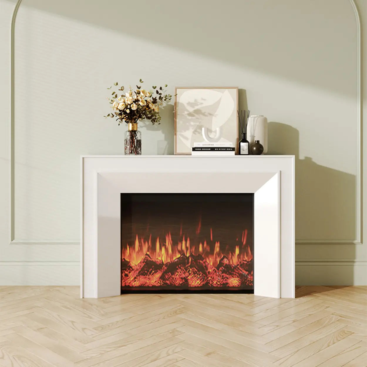 Modern Rectangular Black Wood LED TV Stand — White