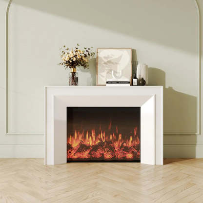 Modern Rectangular Black Wood LED TV Stand — White