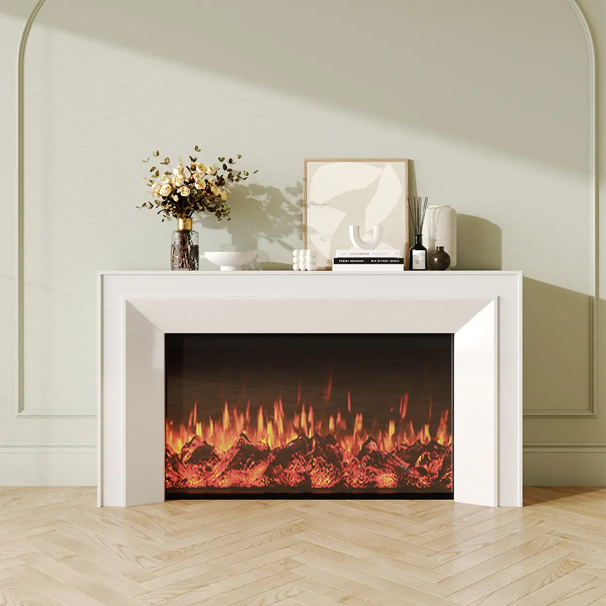 Modern Rectangular Black Wood LED TV Stand