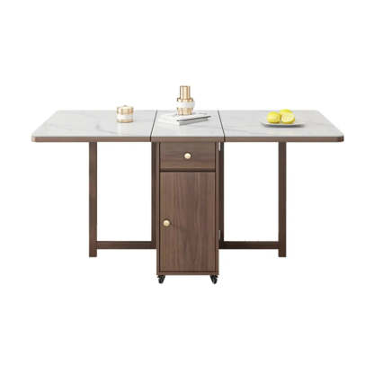 Modern White Wood Marble Storage Dining Table