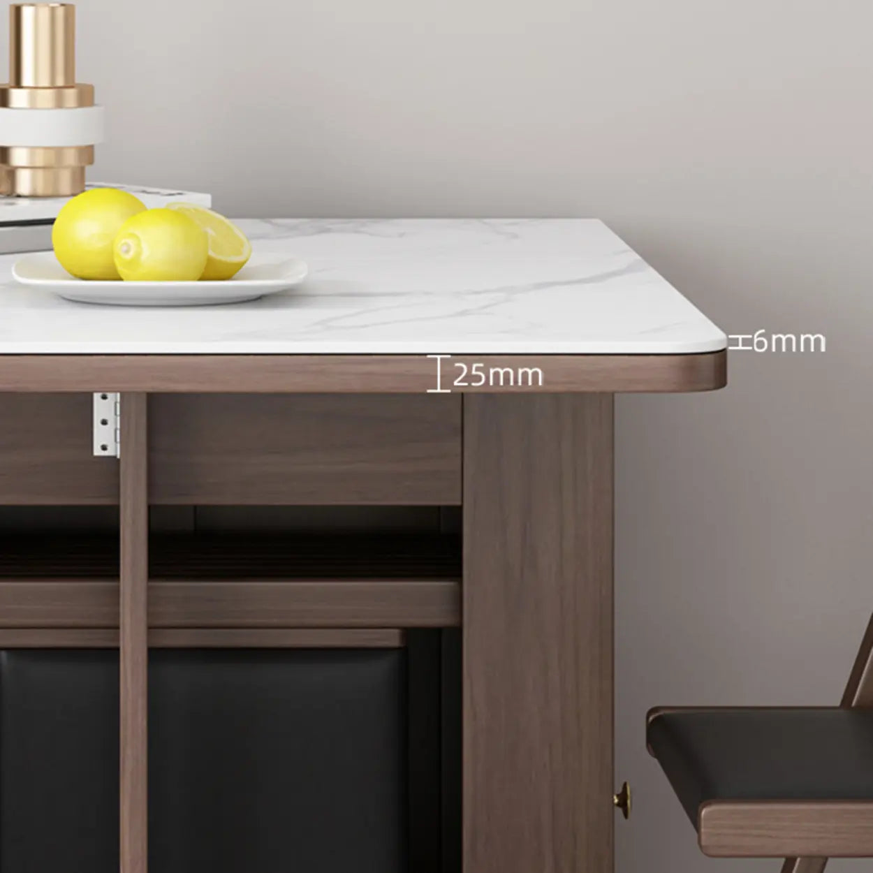 Modern White Wood Marble Storage Dining Table