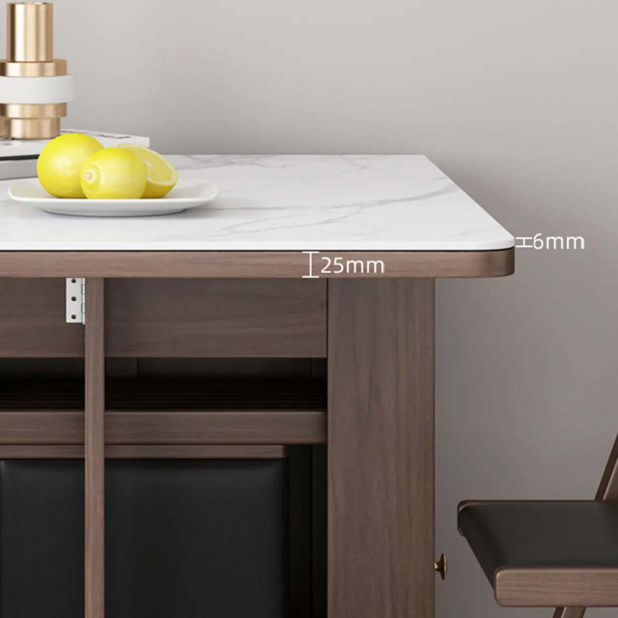 Modern White Wood Marble Storage Dining Table