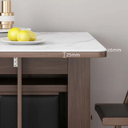 Modern White Wood Marble Storage Dining Table