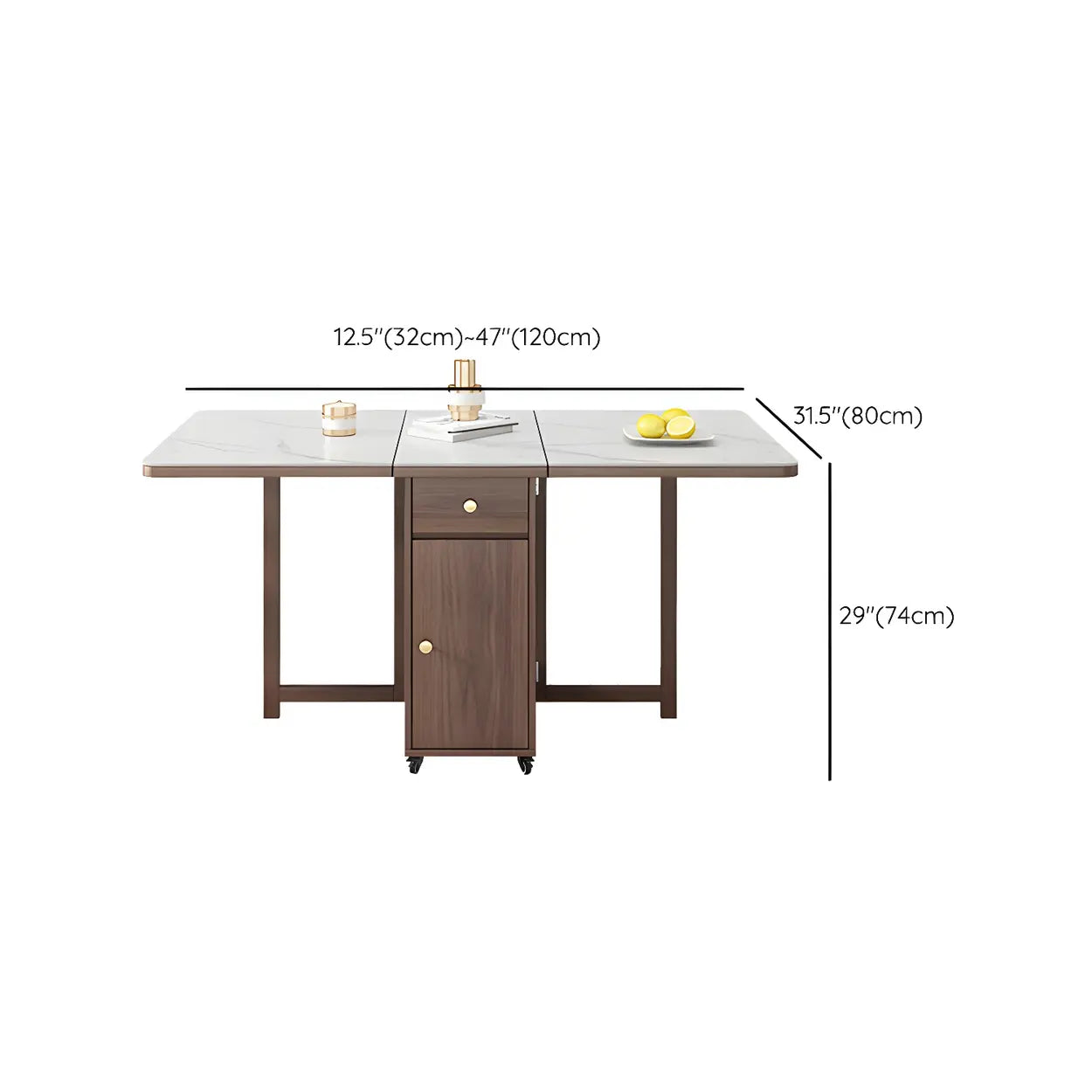 Modern White Wood Marble Storage Dining Table