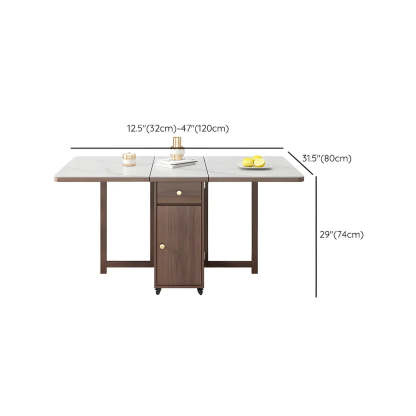 Modern White Wood Marble Storage Dining Table