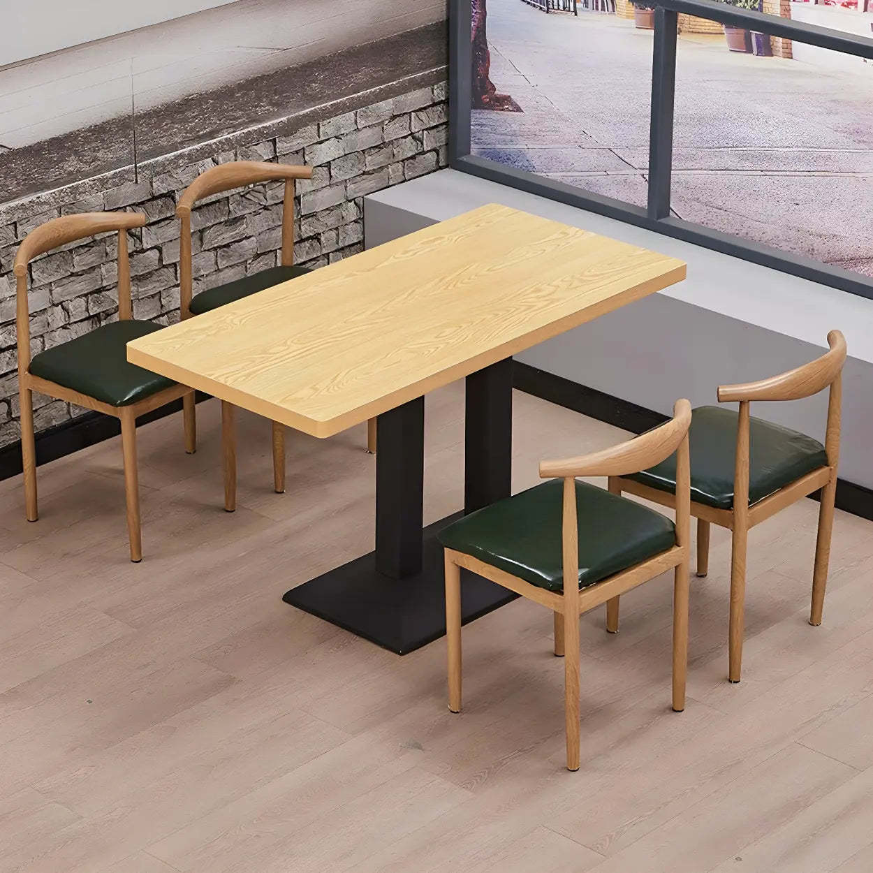 Modern Rectangular Wood Dining Table — Brown / Table Only
