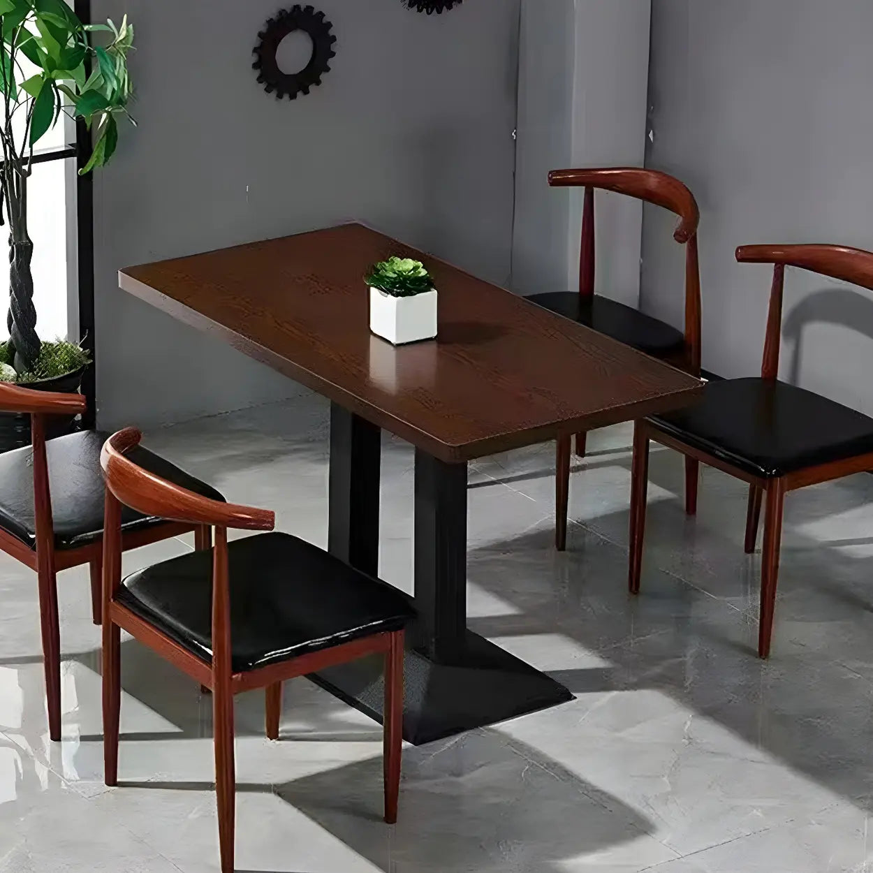 Wood metal rectangular dining tables - modern