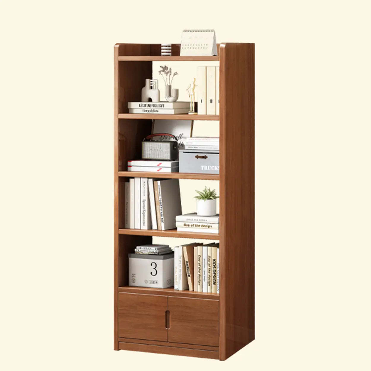 Modern Rectangular Wood Brown Bookcase — Natural